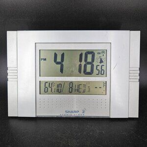 Vintage Sharp Atomic Wall Clock Digital Alarm Indoor/Outdoor Temp 1999 Works